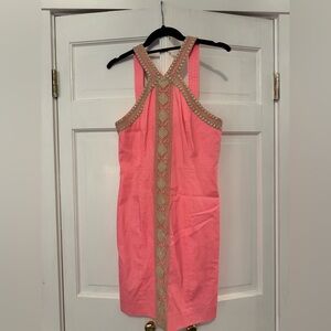 Lilly Pulitzer Coral Dress with Gold Trim